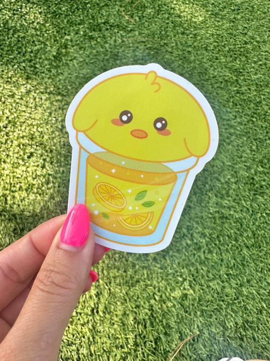 Kawaii Chick with Lemonade Sticker